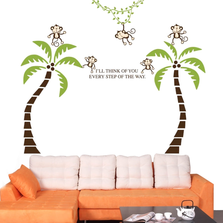DIY Fashion Self Adhesive PVC Removable Wall Stickers / House Interior Decoration Pictures -- Monkey Palm Tree, Size: 90cm x 60cm