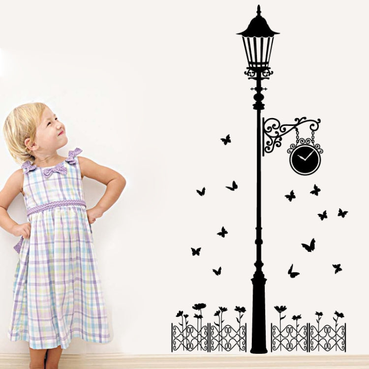 DIY Fashion Self Adhesive PVC Removable Wall Stickers / House Interior Decoration Pictures -- Clock Lamp Post Flower, Size: 90cm x 60cm