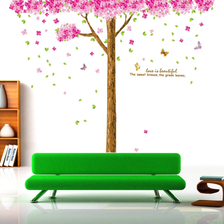 DIY Fashion Self Adhesive PVC Removable Wall Stickers / House Interior Decoration Pictures -- Pink Cherry Flower Tree & Butterfly, Size: 90cm x 60cm
