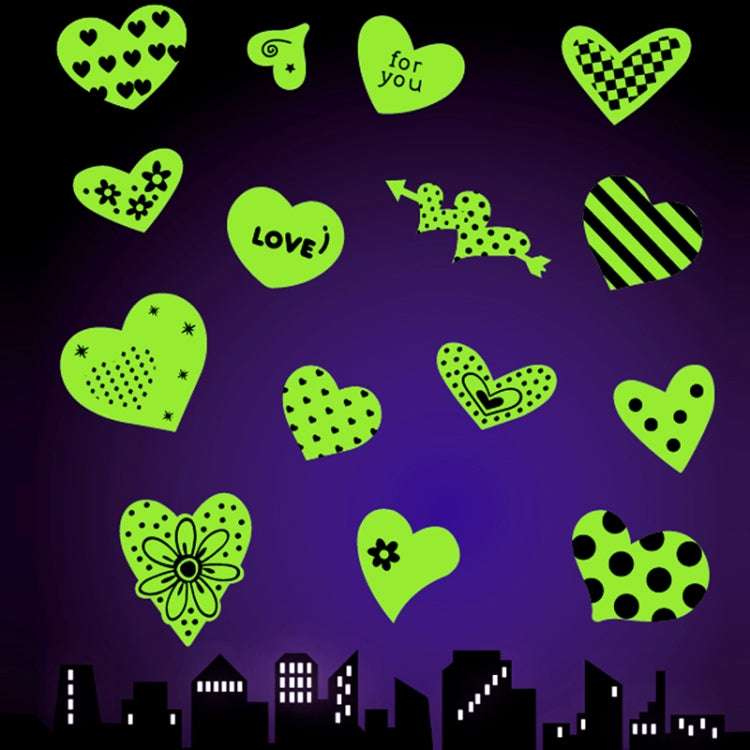 DIY Wall Stickers Decals Glow in Dark Stickers Fluorescent Luminous for Room - Heart-shaped Pattern