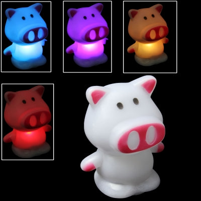 Cute Pig Shape Color Variable LED Night Light,White(White)