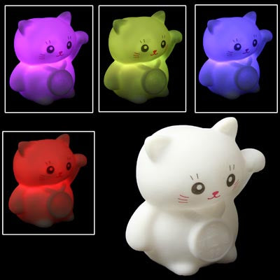 Lovely Lucky Cat Shape Color Variable LED Night Light,White(White)
