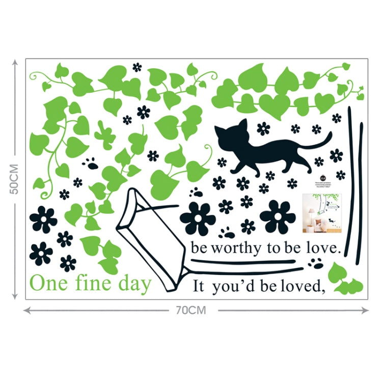 DIY Fashion Self Adhesive PVC Removable Wall Stickers / House Interior Decoration Pictures -- Swing & Cat , Size : 70cm x 50cm