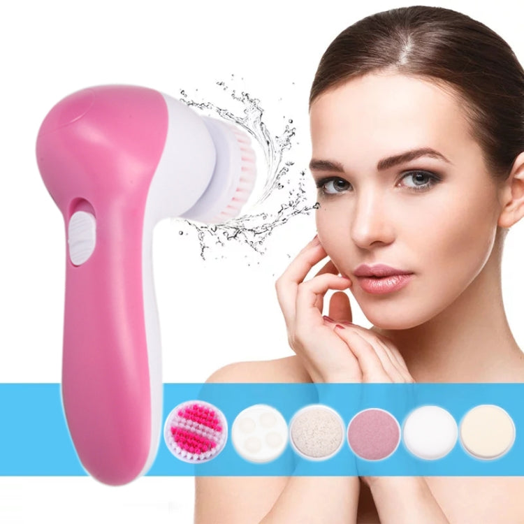 6 in 1 Facial Cleansing Instrument, Size: 130 x 85 x 40mm(Magenta)