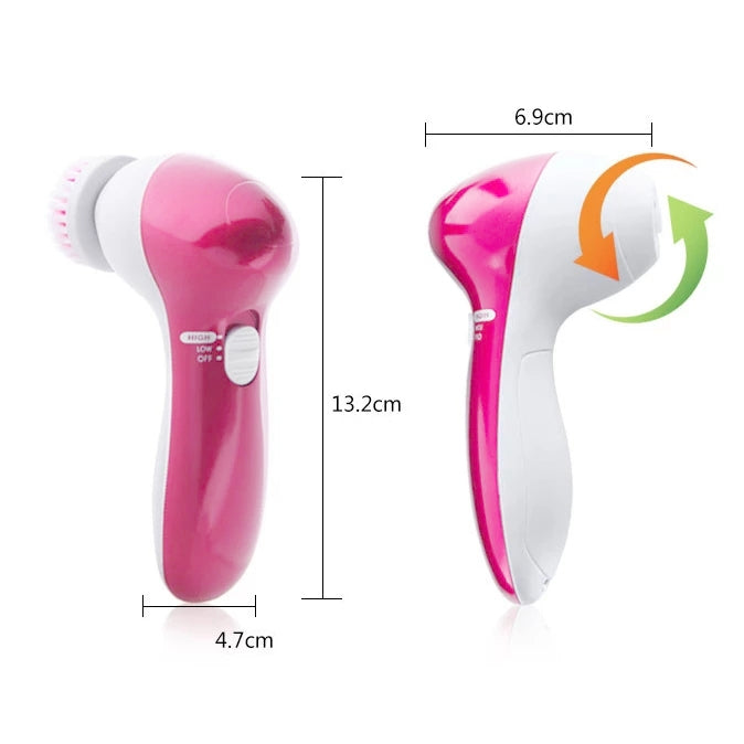 6 in 1 Facial Cleansing Instrument, Size: 130 x 85 x 40mm(Magenta)