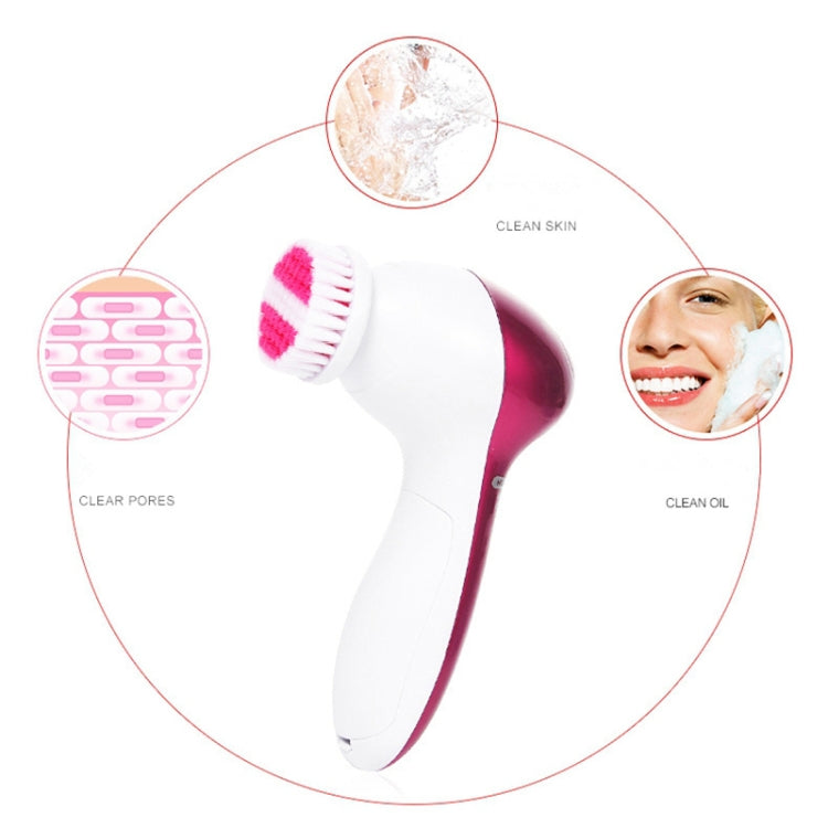 6 in 1 Facial Cleansing Instrument, Size: 130 x 85 x 40mm(Magenta)