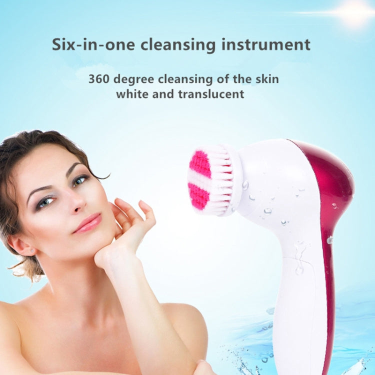 6 in 1 Facial Cleansing Instrument, Size: 130 x 85 x 40mm(Magenta)