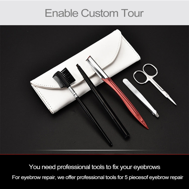 Portable Stainless Steel Beauty Makeup Tools (Eyebrow Comb + Eyebrow Scissors + Eyebrow Knife + Eyebrow Clip + Eyebrow Brush) Kit