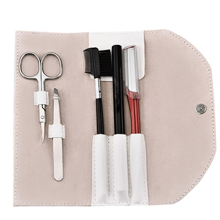Portable Stainless Steel Beauty Makeup Tools (Eyebrow Comb + Eyebrow Scissors + Eyebrow Knife + Eyebrow Clip + Eyebrow Brush) Kit