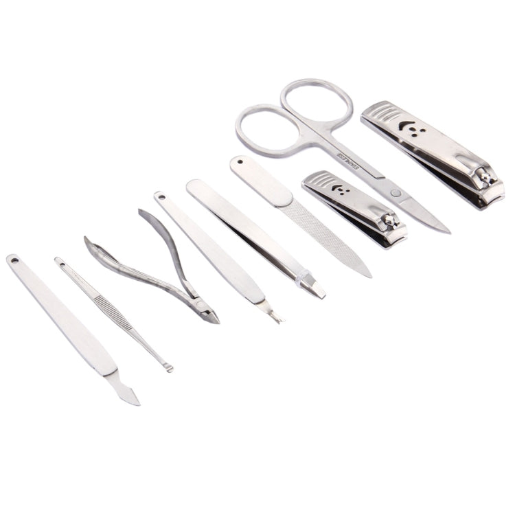 9 in 1 Nail Care Clipper Pedicure Manicure Kits (Nail Clipper, Tweezers, Cuticle Clipper, Ear Cleaner, Scissors, Pusher, Cuticle Knife, Cuticle Trimmer, Nail File)(Silver)