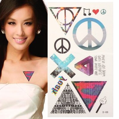 Beautiful Triangle & Circle Pattern Waterproof Temporary Tattoo Stick(Blue)