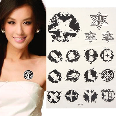 Cool Star & Anti-war Graphics Pattern Waterproof Temporary Tattoo Stick(Black)