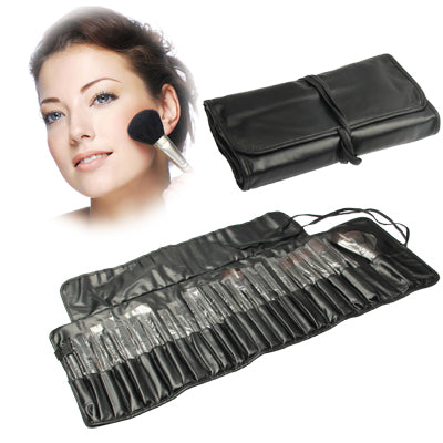 Professional 25pcs Makeup Brush Set Beauty Kit Cosmetic + PU Leather Carrying Case(Black)