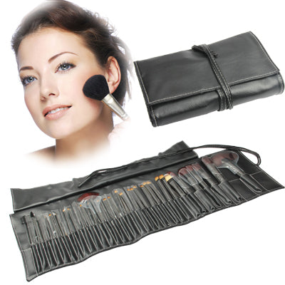 Professional 32pcs Makeup Brush Set Beauty Kit Cosmetic + PU Leather Carrying Case(Black)