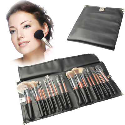 Professional 18pcs Makeup Brush Set Beauty Kit Cosmetic + PU Leather Carrying Case(Black)