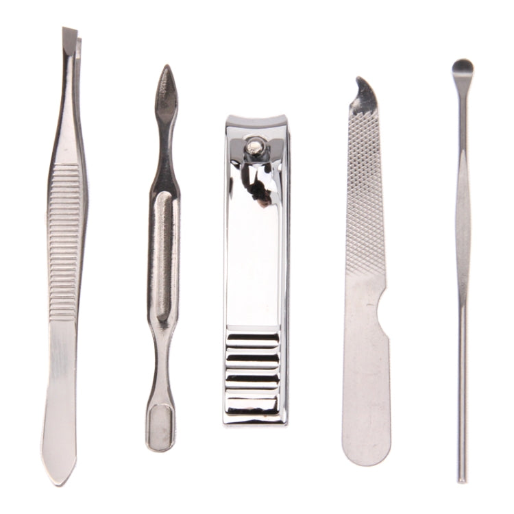 5 in 1 Nail Care Clipper Pedicure Manicure Beauty Kits (Finger Nail Nipper, Nail File,Ear Cleaner, Eyebrow Tweezer, Double Pick)(Silver)