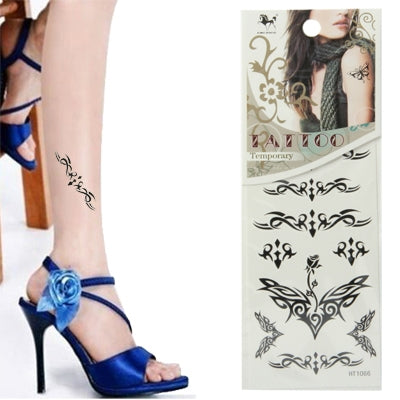 Beautiful Cirrus Pattern Temporary Tattoo Stick (5pcs in One Packaging, The Price is for 5pcs)(Black)