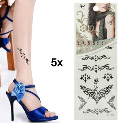 Beautiful Cirrus Pattern Temporary Tattoo Stick (5pcs in One Packaging, The Price is for 5pcs)(Black)
