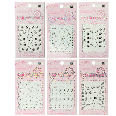 10 PCS 3D Design Nail Decals (Random Delivery)(Black)