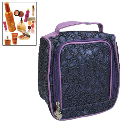 Portable Makeup Bag Cosmetic Storage Bag with Mirror(Purple)