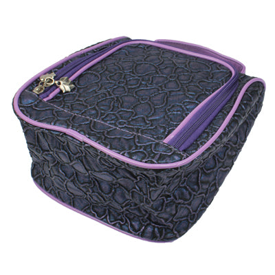 Portable Makeup Bag Cosmetic Storage Bag with Mirror(Purple)