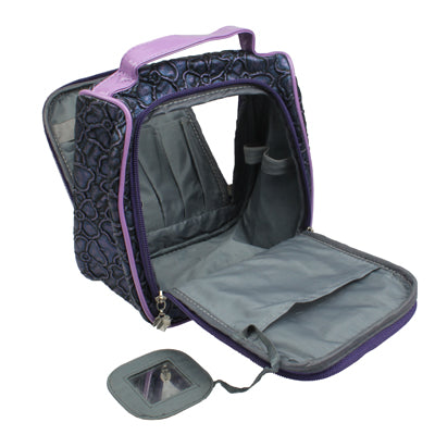 Portable Makeup Bag Cosmetic Storage Bag with Mirror(Purple)