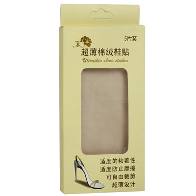 Ultra Thin Cotton Flock Shoes Pads Stickers Cushion Foot Care for Ladies (5 pcs in one packaging, the price is for 5 pcs)(Black)
