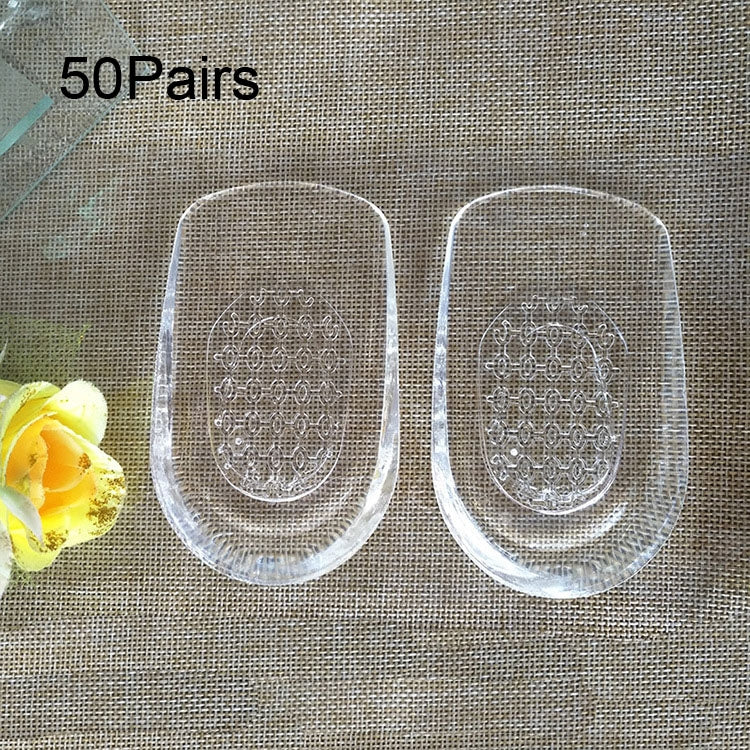50 Pairs of Taller Shoes Heel Insoles Silicone Gel Invisible Non-Slip Foot Cushion Pads(Transparent)