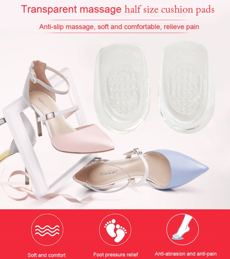 50 Pairs of Taller Shoes Heel Insoles Silicone Gel Invisible Non-Slip Foot Cushion Pads(Transparent)