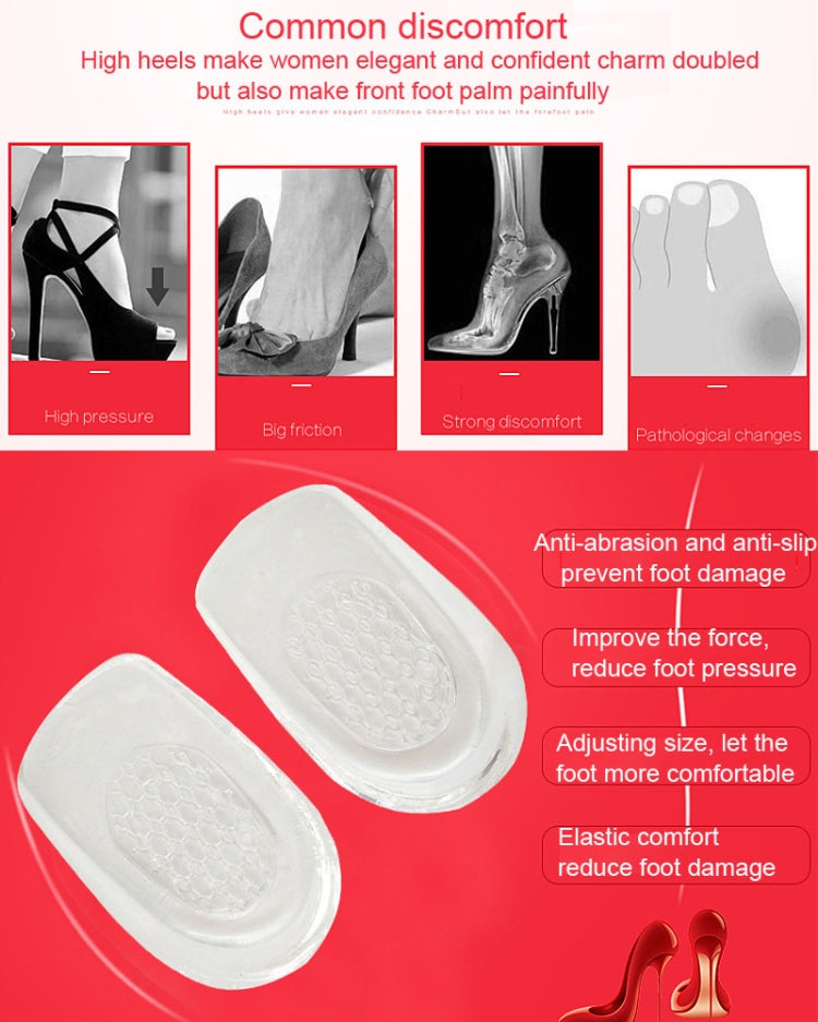 50 Pairs of Taller Shoes Heel Insoles Silicone Gel Invisible Non-Slip Foot Cushion Pads(Transparent)