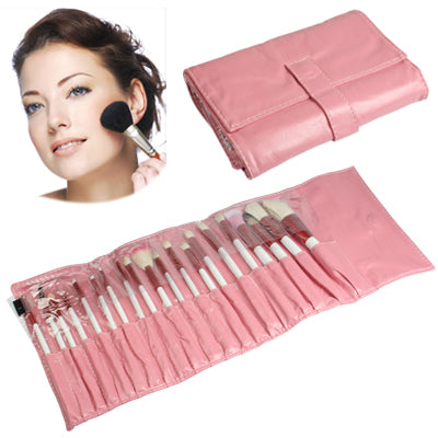 Professional 20pcs Makeup Brush Set Beauty Kit Cosmetic + PU Leather Carrying Case(Pink)