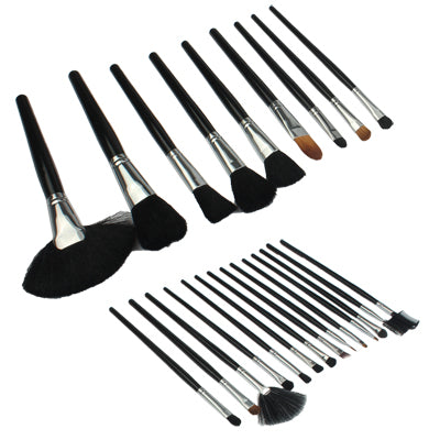 Professional 24pcs Goat Hair Makeup Brush Set Beauty Kit Cosmetic + PU Leather Carrying Case(Black)