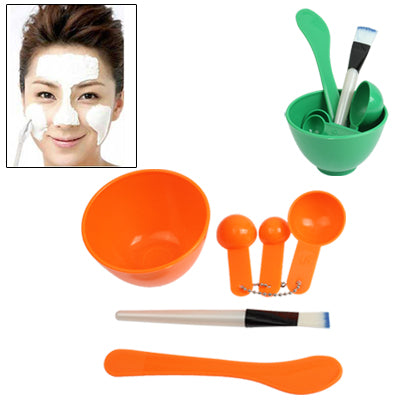 4 in 1 DIY Mask Beauty Set (Bowel + Brush + Stick + Spoon) Homemade Face Mask Outfit (Random Color Delivery)