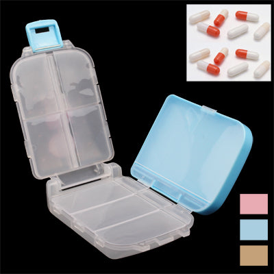Cartoon Style Medicine Organizer Pill Box Case with Eight Separate Compartments (Random Color Delivery)