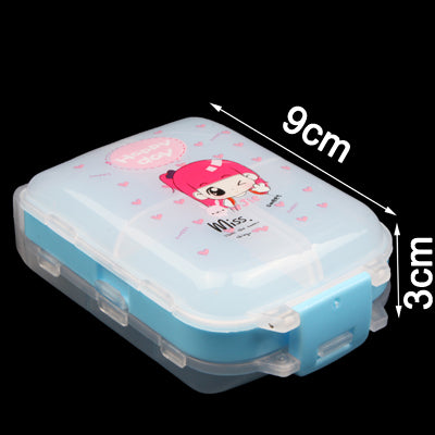 Cartoon Style Medicine Organizer Pill Box Case with Eight Separate Compartments (Random Color Delivery)