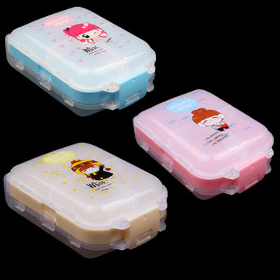 Cartoon Style Medicine Organizer Pill Box Case with Eight Separate Compartments (Random Color Delivery)