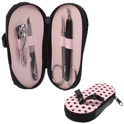 Cute 4 in 1 Flip Flop Pink Dot Polka Pedicure Set Wedding Favors Bridal Shower Gifts(Pink)