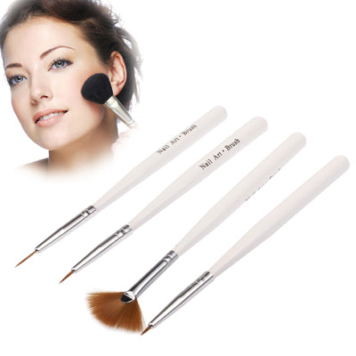 4pcs Beauty Professional Make-up Brushes Travel Cosmetic Brushes Set(White)