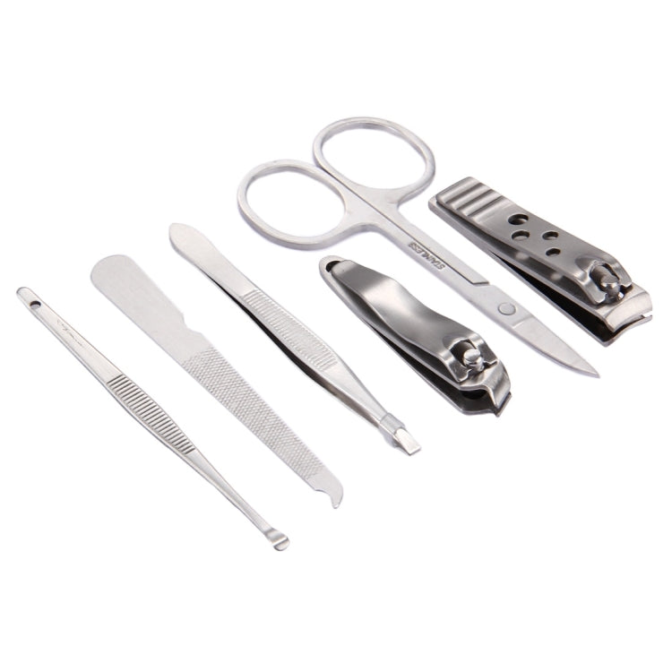 6 in 1  Manicure Tool Manicure Kit Nail Suit (Large Nail Clippers, Small Nail Clippers, Eyebrow Scissor, Eyebrow Tweezers, Ear Pick, Double Side Nail File), Random Color Delivery