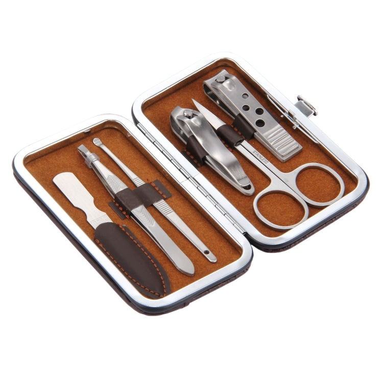 6 in 1  Manicure Tool Manicure Kit Nail Suit (Large Nail Clippers, Small Nail Clippers, Eyebrow Scissor, Eyebrow Tweezers, Ear Pick, Double Side Nail File), Random Color Delivery