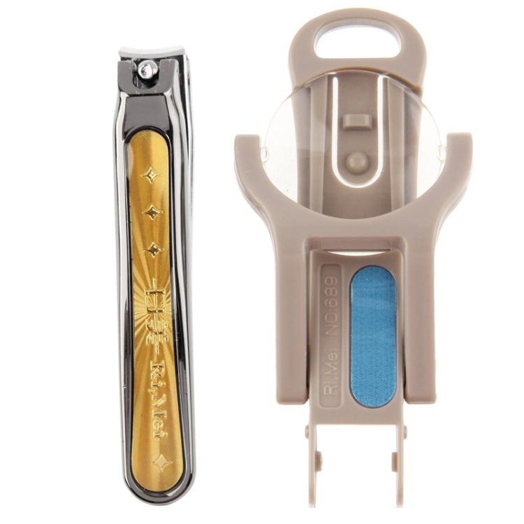 2 in 1 Nail Clipper Cutter Trimmer Scissors with Magnifier, Random Color Delivery (B689)