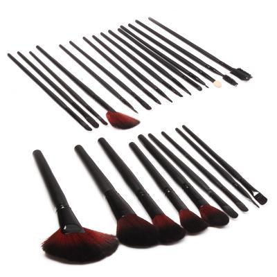 Professional 24pcs Makeup Brush Set Beauty Kit Cosmetic + PU Leather Carrying Case(Red)