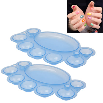 2 PCS Nail Art Dish Color Mixing Palette Paint Plate Draw Palette(Blue)