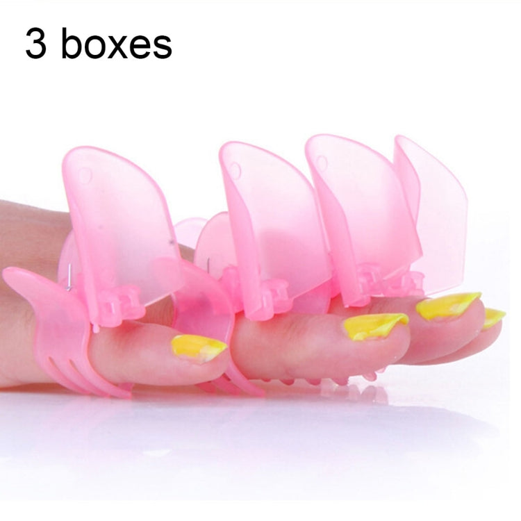 3 Boxes 10 PCS Cute Art Polish Nail Finger Tips Varnish Protective Cover Clip Manicure Tool(Pink)
