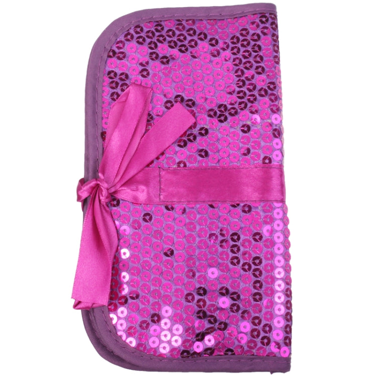 Foldable Manual Sequin Style Cosmetic Brush Case Bag Kit Set 7pcs Brushes Facial Care Product