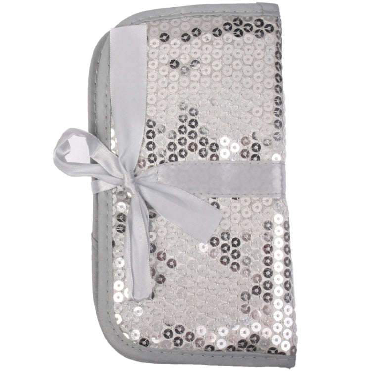 Foldable Manual Sequin Style Cosmetic Brush Case Bag Kit Set 7pcs Brushes Facial Care Product