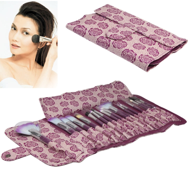 Professional 18pcs Makeup Brush Set Beauty Kit Cosmetic + Rose Pattern PU Leather Carrying Case