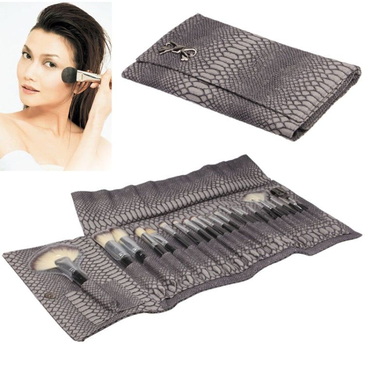 Professional 24pcs Makeup Brush Set Beauty Kit Cosmetic + Snakeskin Pattern PU Leather Carrying Case
