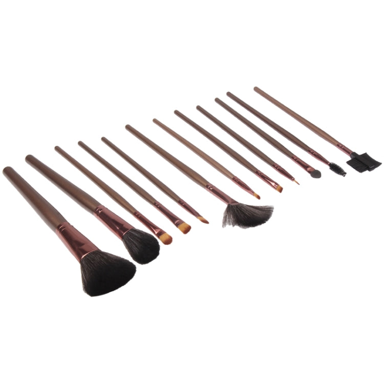 12 PCS Professional Makeup Brush Set Beauty Kit Cosmetic + PU Leather Carrying Case(Coffee)