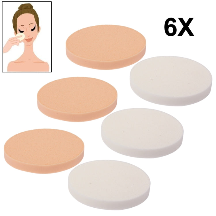 Round Shape Professional Use Face Flawless Makeup Powder Puff Sponge (6pcs in One Packaging, The Price is for 6pcs)